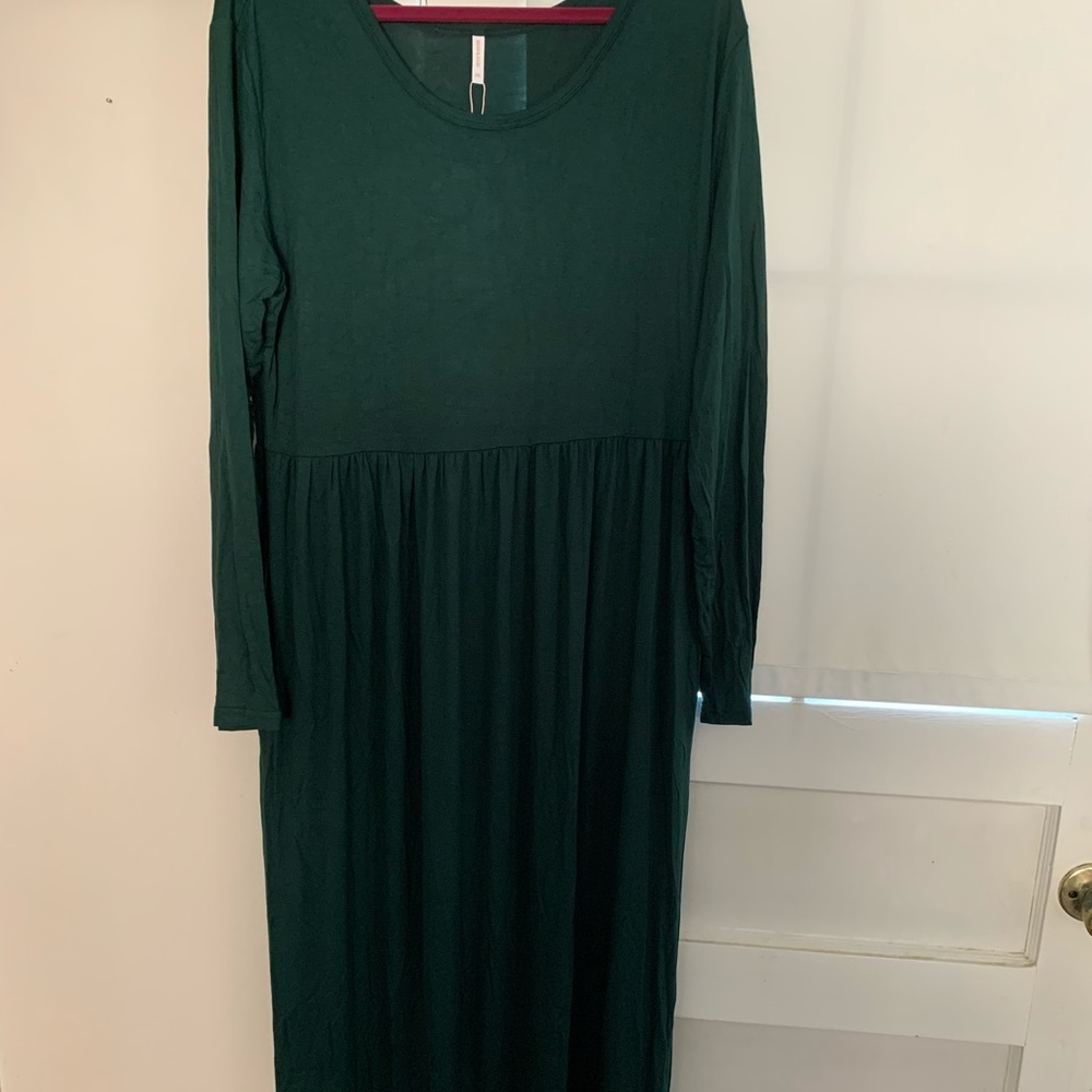 BISHUIGE 2XL, green, long sleeve maxi. TAG ON!